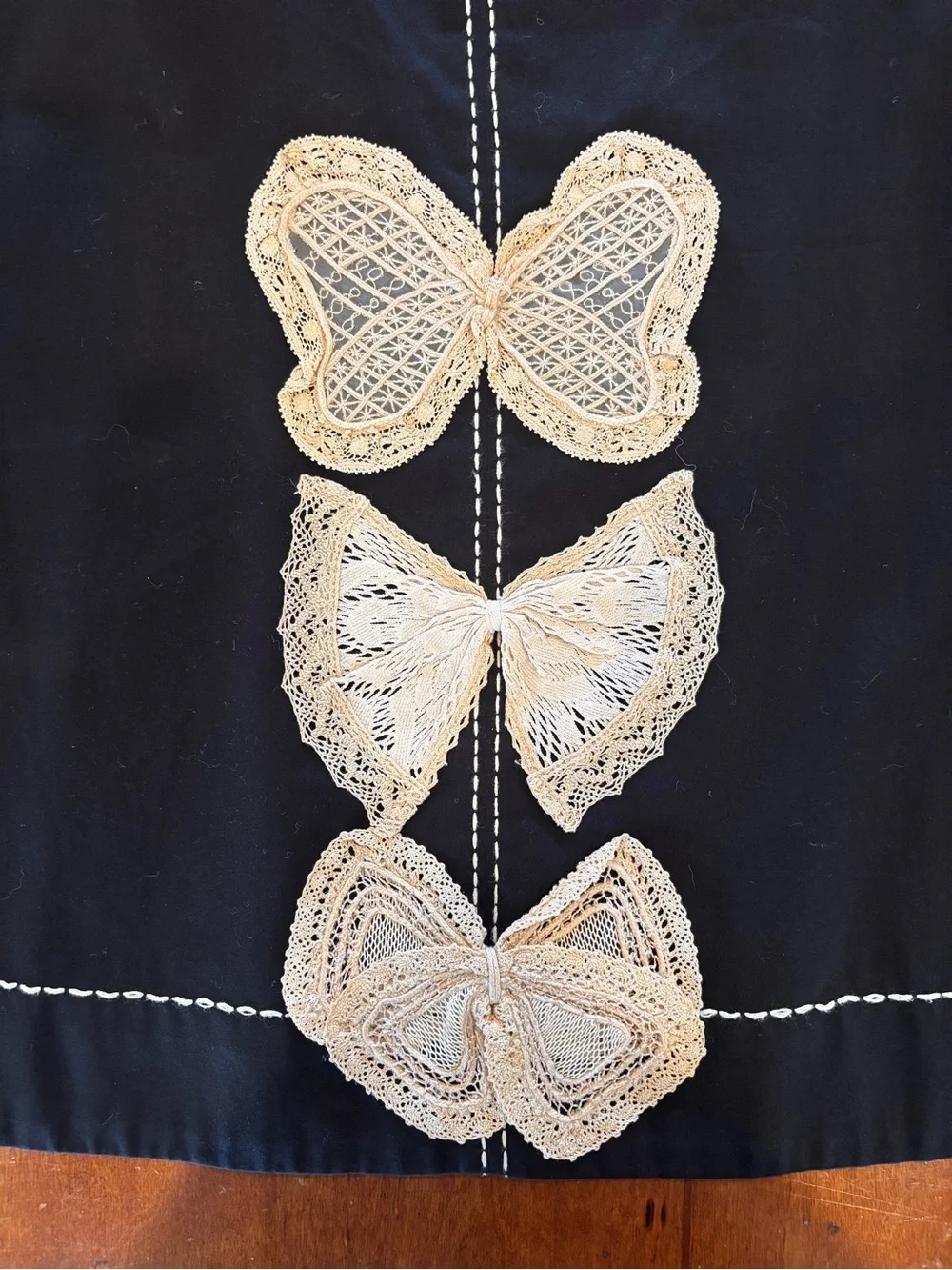 Odille Anthropologie Vintage Black A-Line Skirt Lace Butterfly Bows Size 8